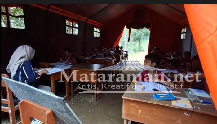 Sekolah Diterjang Tanah Longsor, Belasan Siswa SD di Tulungagung Terpaksa Belajar di Tenda Darurat