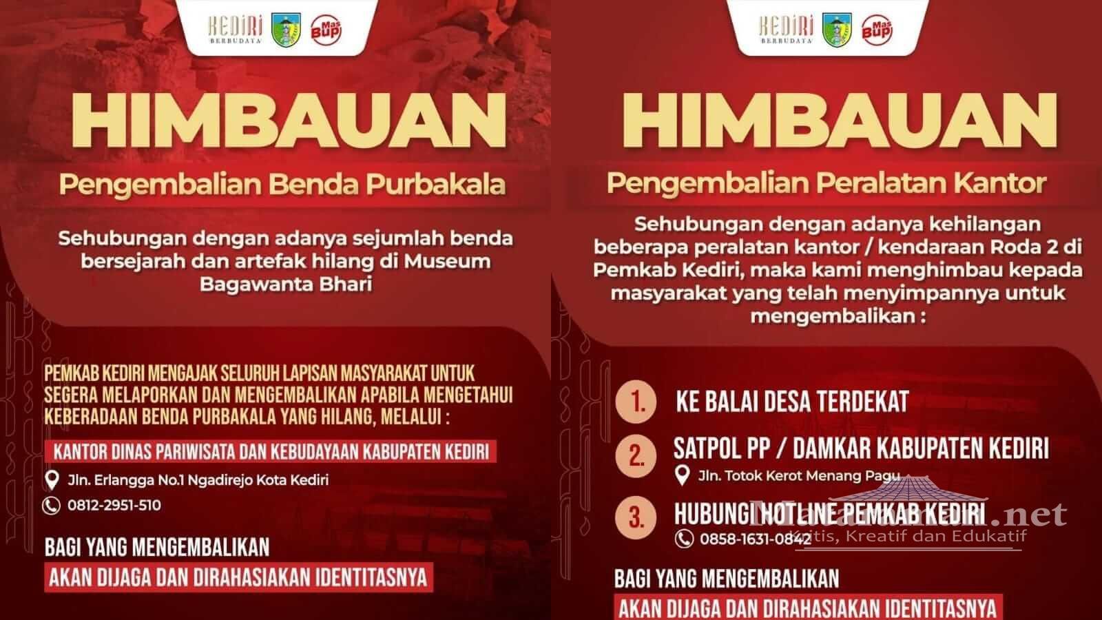 Berikut Lokasi Pengembalian Barang Jarahan di Pemkab Kediri