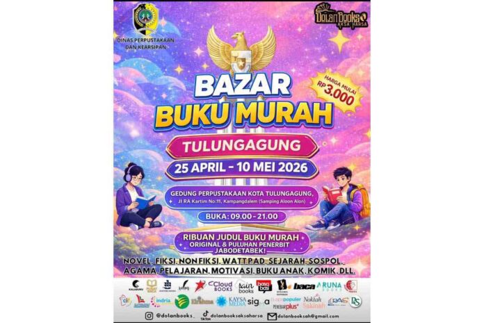 Bazar Buku Murah Tulungagung Diserbu Pengunjung, Dolan Books Aksara Harsa Perkuat Roadshow Literasi Jatim