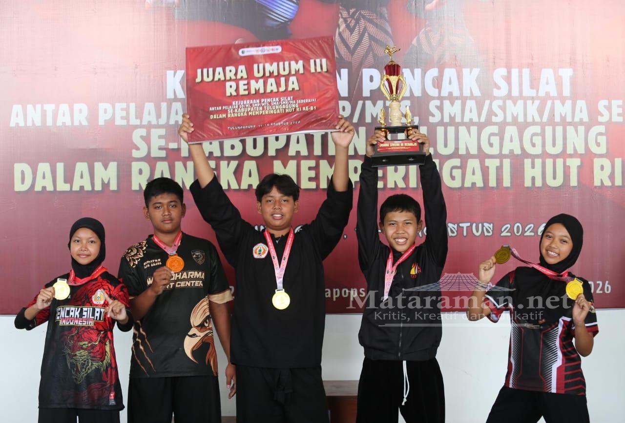 Harumkan SMPN 1 Tulungagung, 5 Siswa Raih Gelar Juara Pada Kejuaraan Pencak Silat Antar Pelajar se-Kabupaten