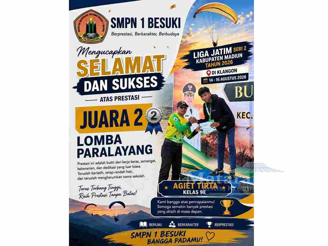 Siswa SMPN 1 Besuki Raih Runner Up di Ajang Lomba Paralayang Liga Jawa Timur Seri 2 tahun 2026